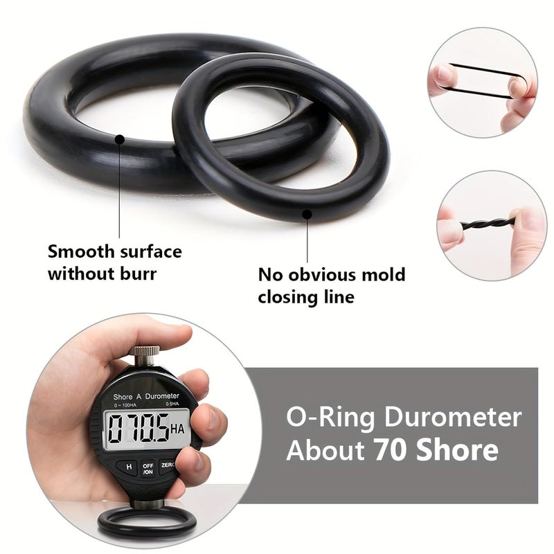 GOFIRA 950 قطعة من 20 نوعًا من مجموعة أختام O-Ring مصنوعة من مادة المطاط النيتريلي للاستخدامات السيارات، السباكة، صمامات الملف اللولبي، المحامل الميكانيكية، تسربات الهواء والماء، لون أسود - Image 3